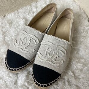 Chanel Interlocking CC Logo Canvas Espadrilles Women's Size: 7 | IT 37